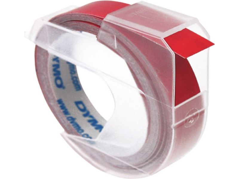 Ruban Dymo Blanc sur Rouge 9 mm