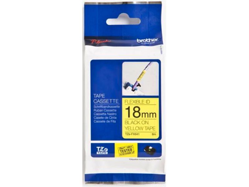 Ruban Brother TZe-FX641 18 mm Noir sur Jaune