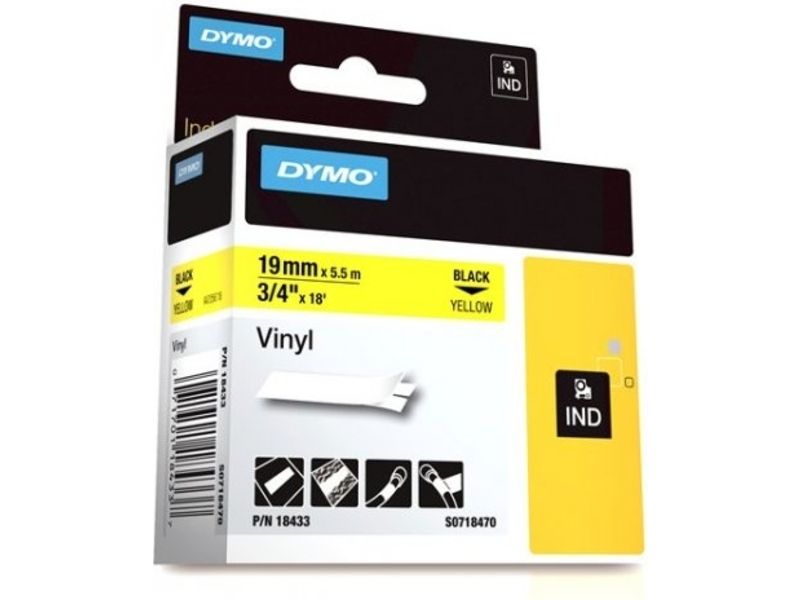 Ruban Dymo 18433 S0718470 - 19 mm - Noir et jaune