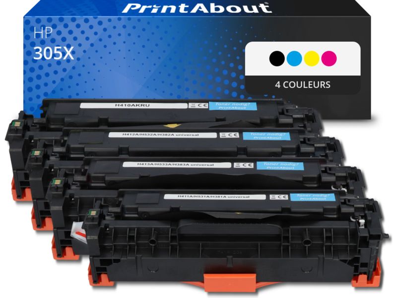 PrintAbout HP 305X (CE410X) Compatible Toner - 4 Colors - High Capacity - Multipack
