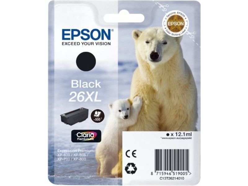 Cartouche d'encre Epson 26XL - Noir - Grande capacité