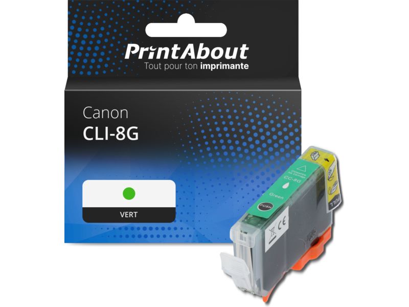 Cartucha de tinta PrintAbout compatible con Canon CLI-8G - Verde