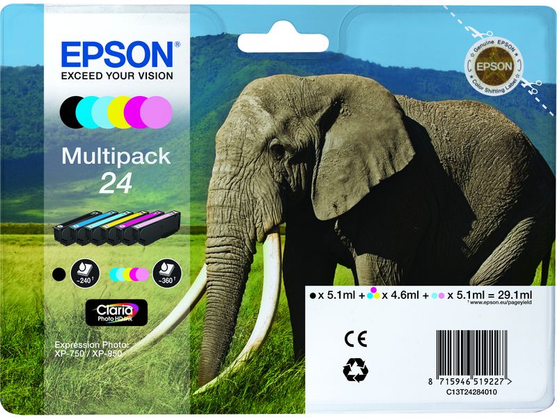 Cartouche d'encre Epson 6 couleurs, lot de plusieurs