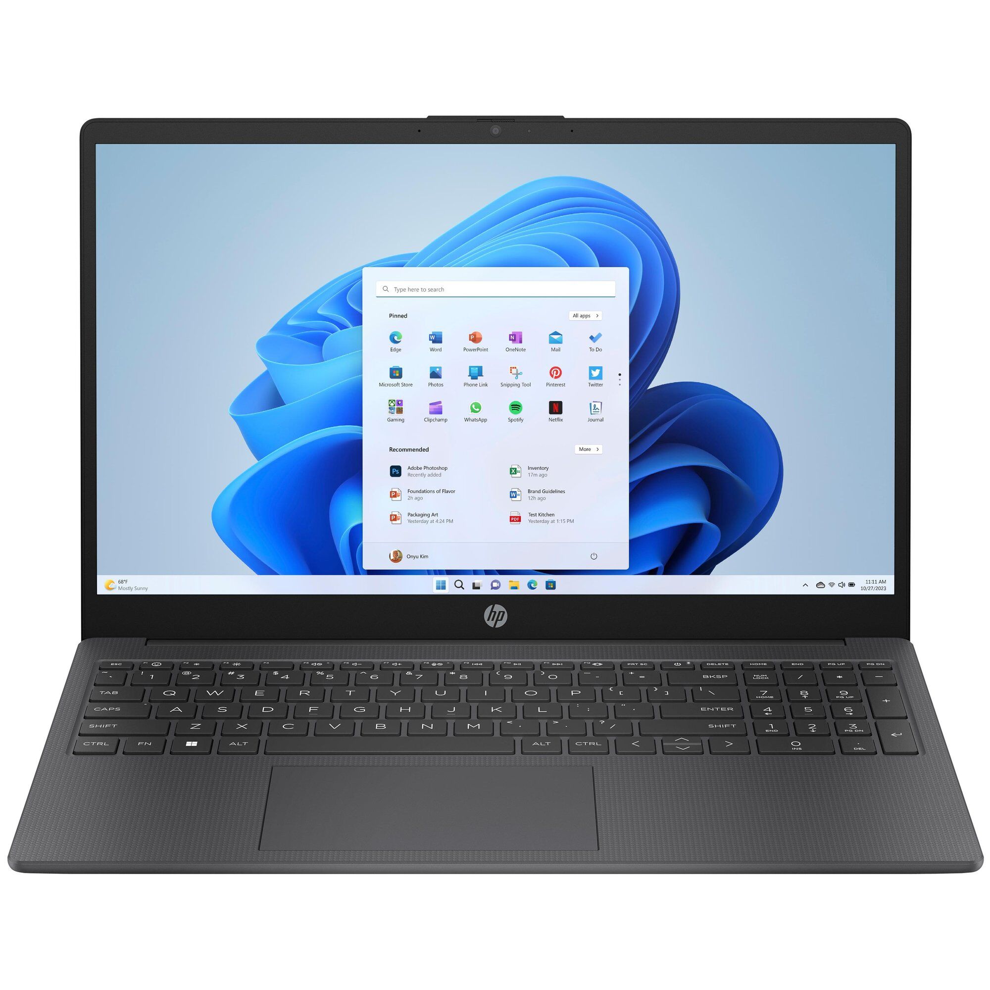 HP 15-fd0001sf Intel N N100 Ordinateur portable 15.6" Full HD 4 Go DDR4-SDRAM 128 Go UFS Wi-Fi 6 (802.11ax) Windows 11 Home Gris