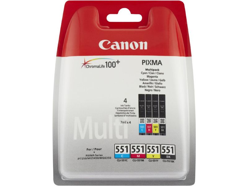 Cartouche d'encre Canon CLI-551 Multipack 4 couleurs