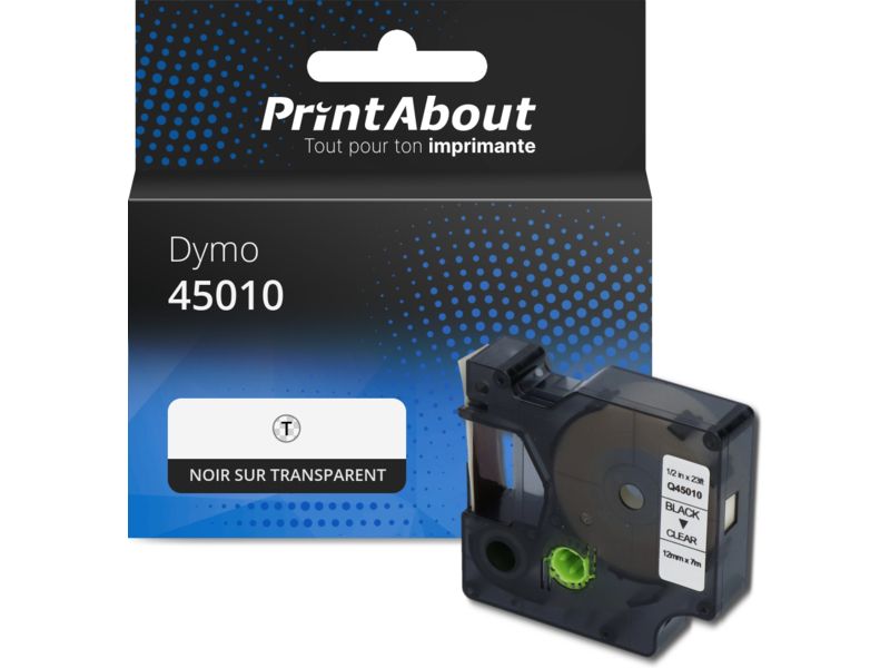 Rebanado Dymo PrintAbout 12 mm Negro sobre Transparente (S0720500)