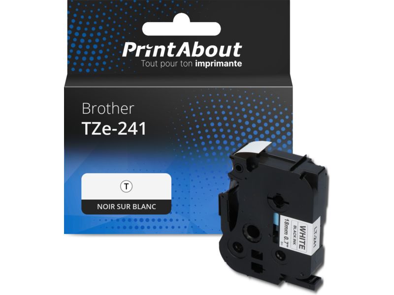 Cintas compatibles para Brother TZe-241 - 18 mm - Negro sobre blanco