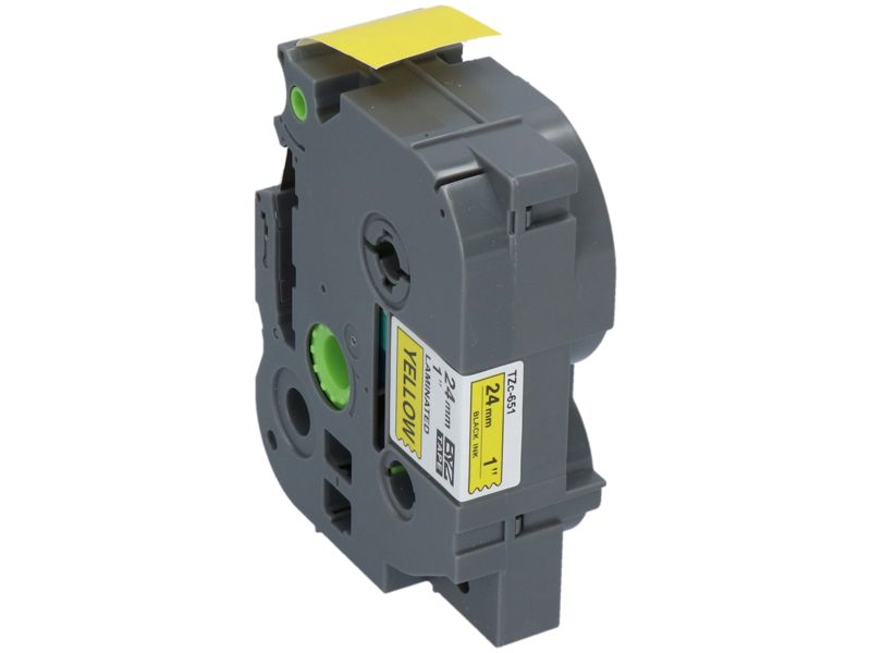 Ribón compatible Brother TZe-651 - 24 mm x 24 mm - Negro sobre amarillo