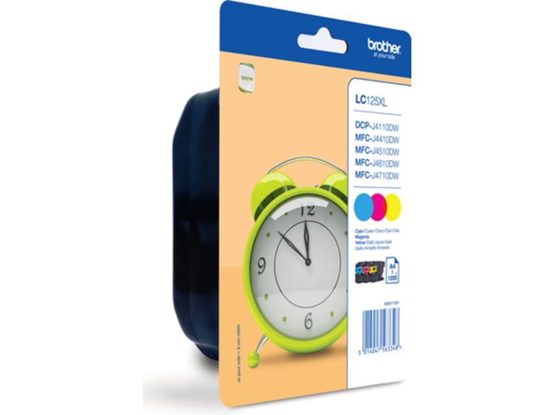 Cartouche d'encre Brother LC-125XLRBWBP - 3 couleurs - Grande capacité - Multipack