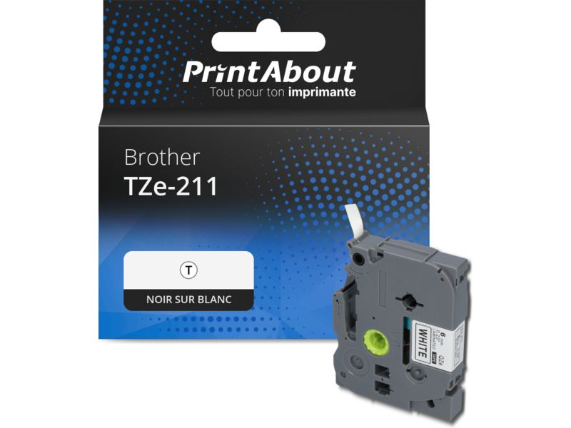 Brother TZe-211 Tape - 6mm - Black on White