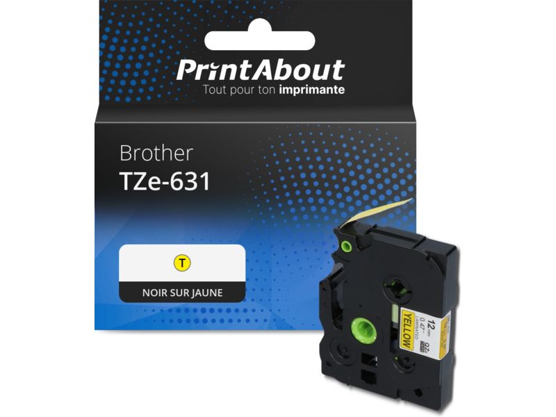 Cintas compatibles para Brother TZe-631 - 12 mm - Negro sobre amarillo