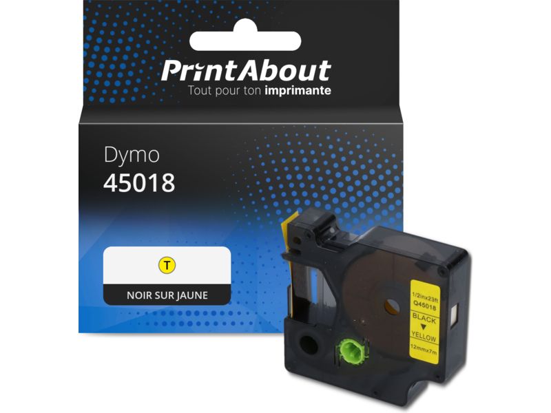 Tinta compatible Dymo PrintAbout (S0720580) - 12 mm - Negro sobre amarillo