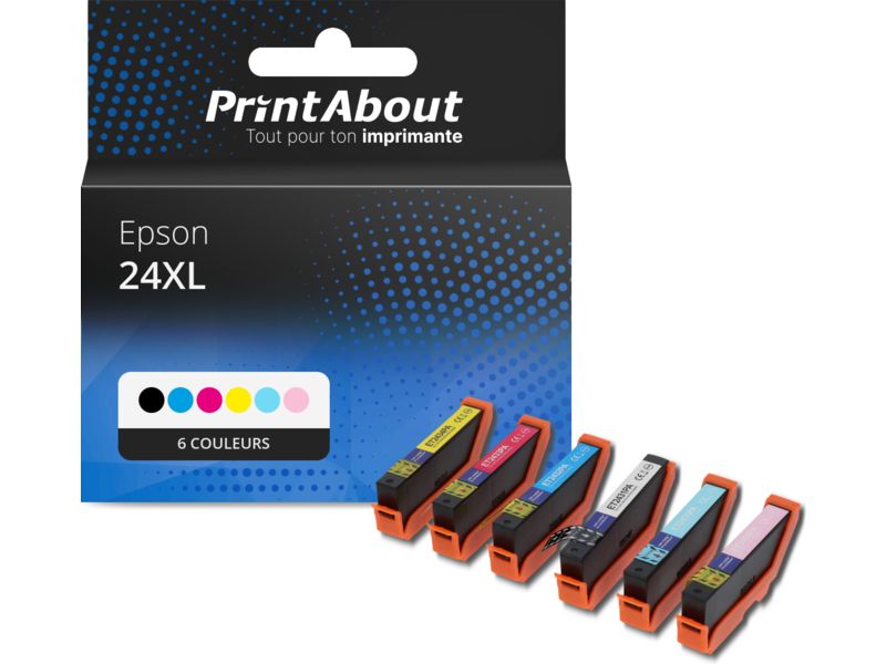Cartouche compatible Epson 24XL (T2438) - 6 couleurs - Grande capacité - Multipack par PrintAbout