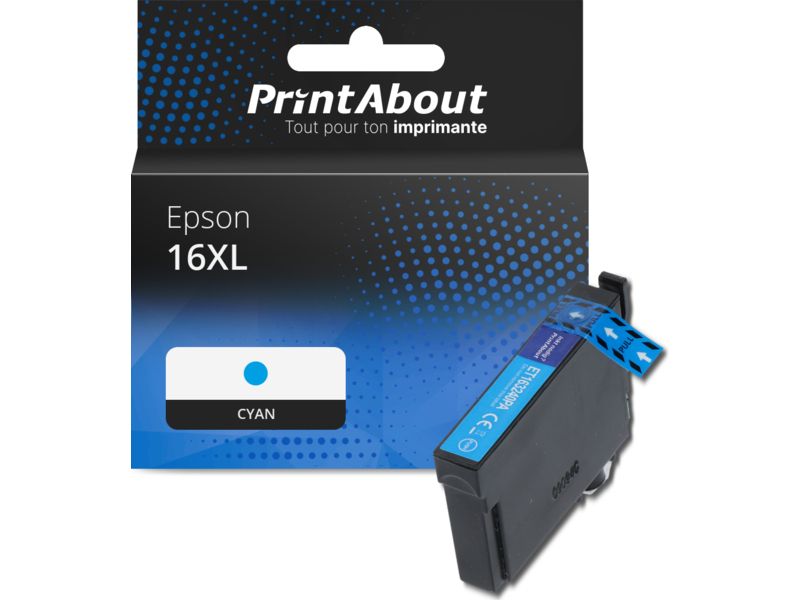 Cartouche compatible Epson 16XL (C13T16324012) - Bleu cyan - Grande capacité