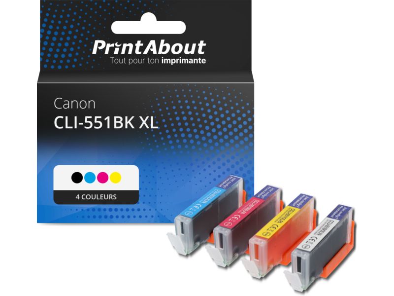 Cartouche d'encre compatible Canon CLI-551 XL Multipack - 4 couleurs - Grande capacité