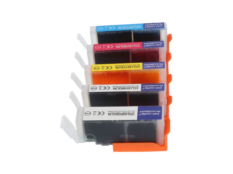 Cartouche d'encre Canon compatible PGI-550PGBK / CLI-551BK XL - 5 couleurs - Grande capacité - Multipack