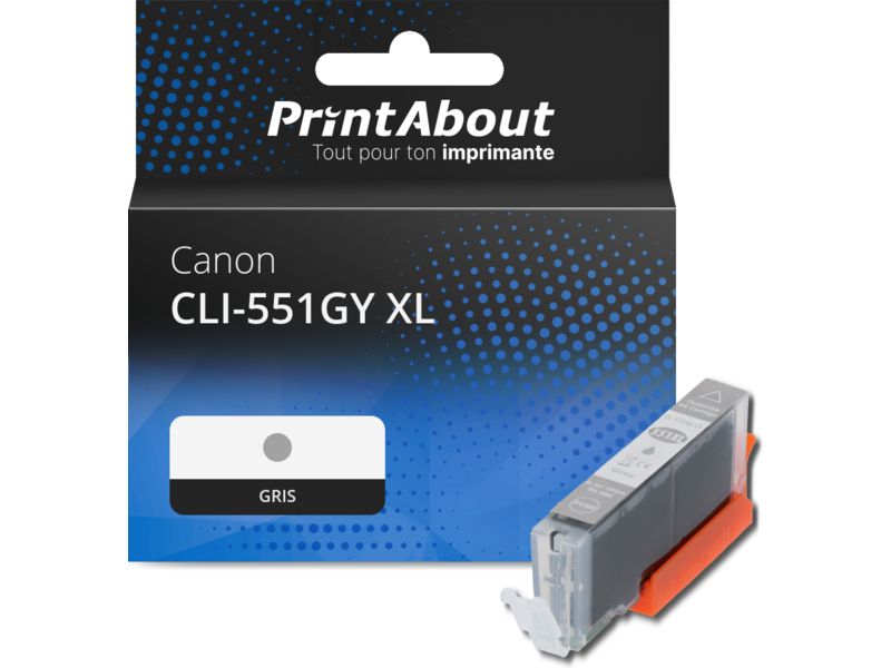 Cartucho de tinta PrintAbout compatible Canon CLI-551GY XL - Gris - Alta capacidad