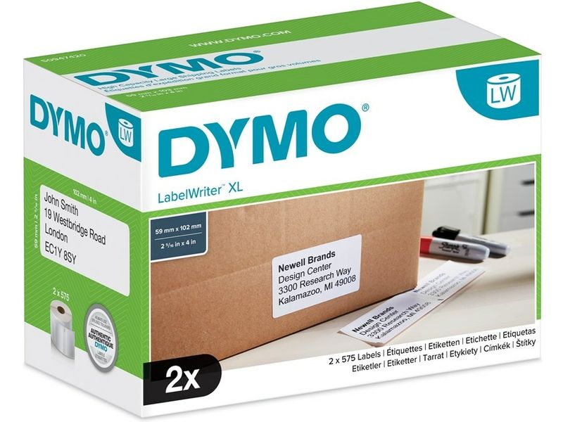 Dymo Label, Black on White, 2 Rolls (102mm x 59mm)