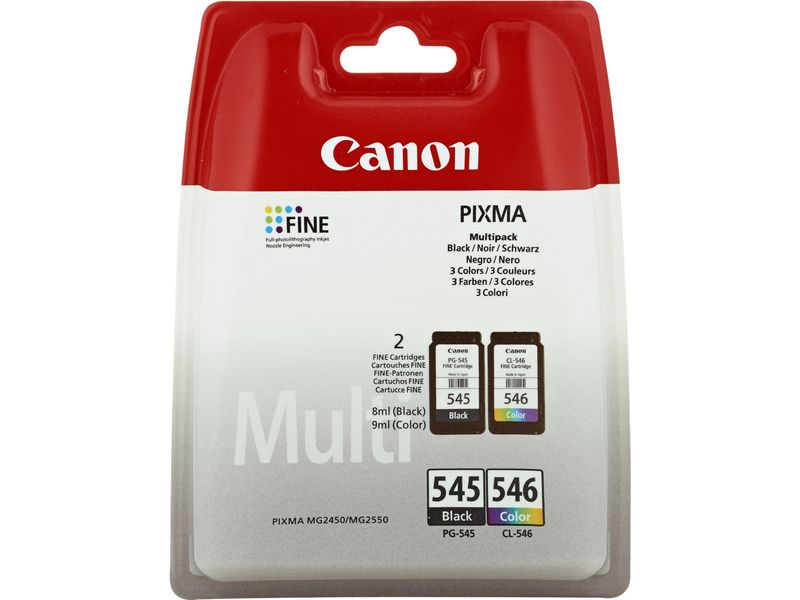 Cartouche d'encre Canon PG-545/CL-546 - Noir + 3 couleurs - Multipack