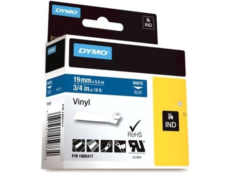 Ruban Dymo, Blanc sur bleu