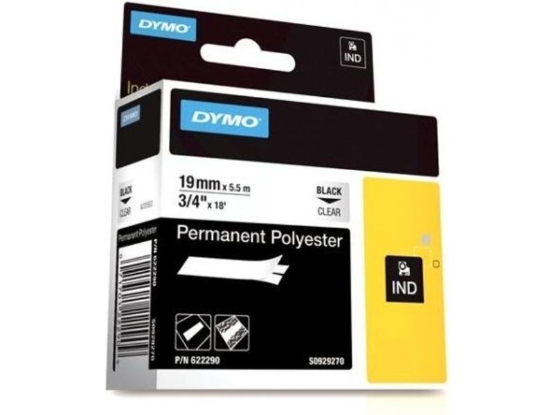 Ruban Dymo 19 mm Noir sur Transparent (S0929270)