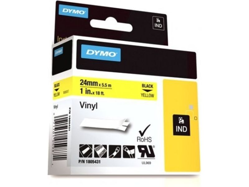 Dymo 1805431 - 24mm x 24mm - Black on Yellow Label