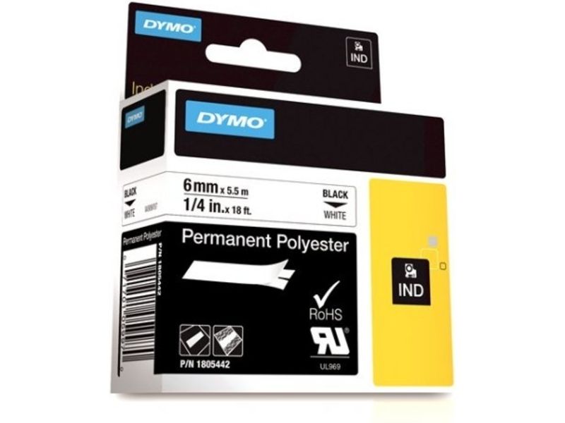 Etiqueta Dymo Negro sobre Blanco 6 mm