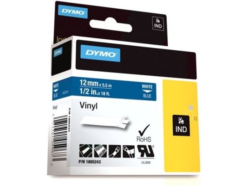 Dymo 1805243 - 12mm Black on Blue Label Tape
