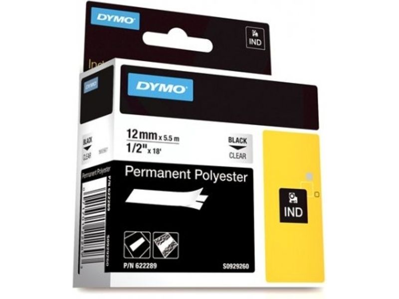Dymo 12mm Black on Transparent Tape
