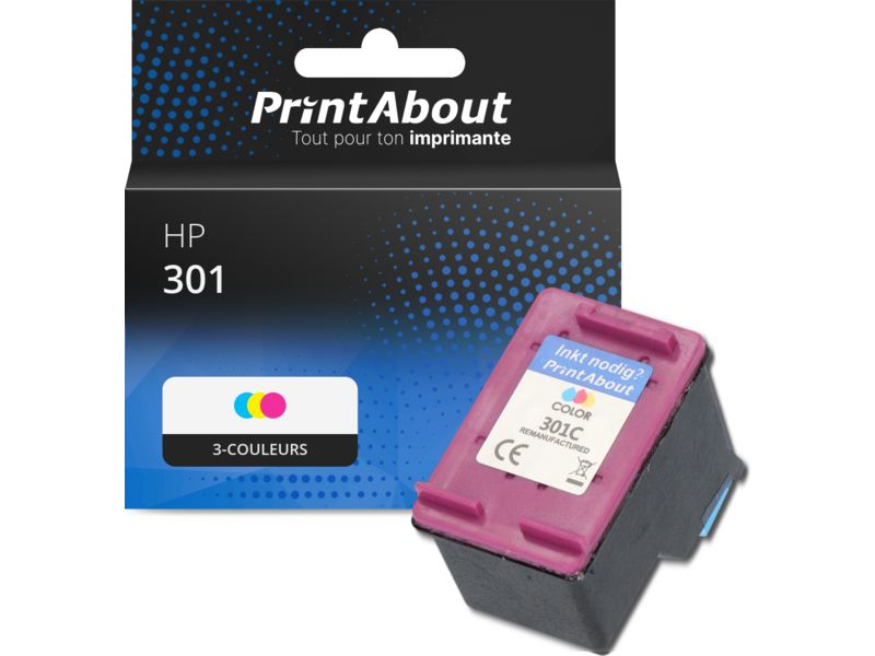 Cartouche d'encre PrintAbout HP 301 Triple couleur (CH562EE) - 15 ml