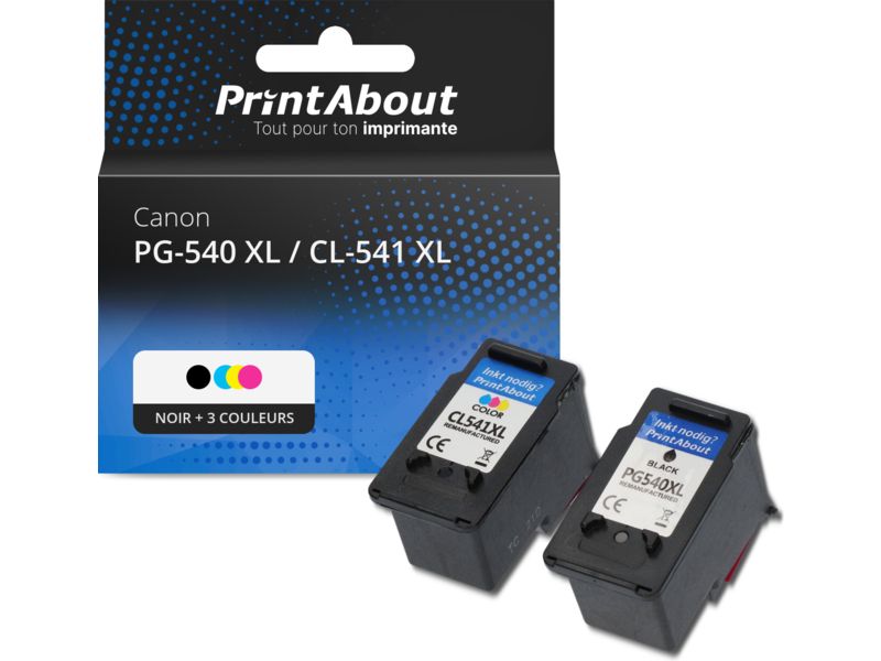 Kit de cartuchos de tinta compatibles con Canon PG-540 XL / CL-541 XL - Negro + 3 colores - Alta capacidad - Multipack