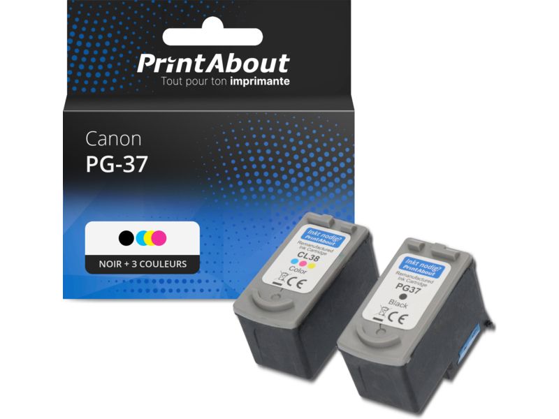 Multibullo de cartuchos de tinta compatibles con Canon - Negro + 3 colores (PG-37/CL-38)