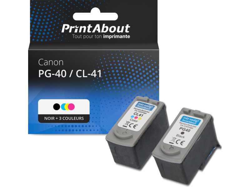Multipack de cartuchos de tinta PrintAbout compatibles con Canon PG-40/CL-41 - Negro + 3 colores
