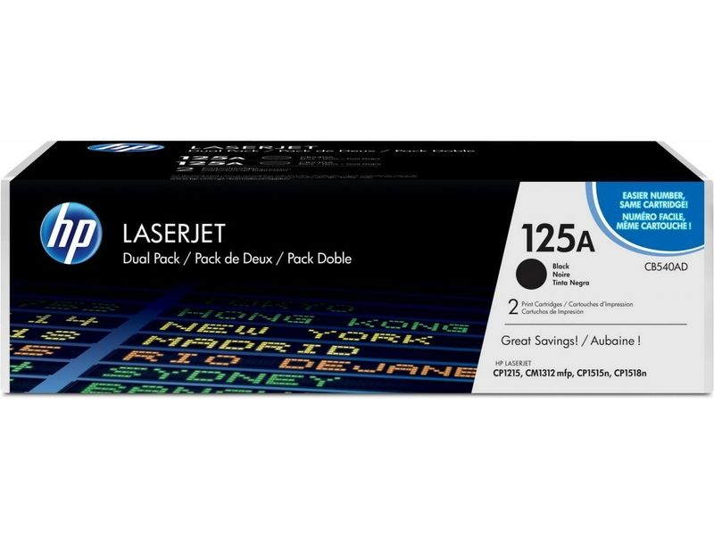 Cartouche de toner HP 125A Noir (CB540AD) - Multipack 2 pièces