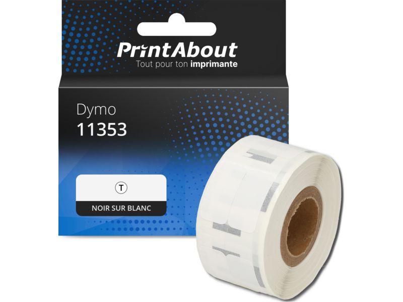 Etiqueta compatible Dymo - (13 mm x 25 mm) - Negro sobre blanco