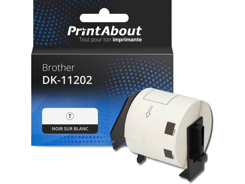 Etiqueta compatible Brother DK-11202 - 62 mm x 100 mm - Negro sobre blanco