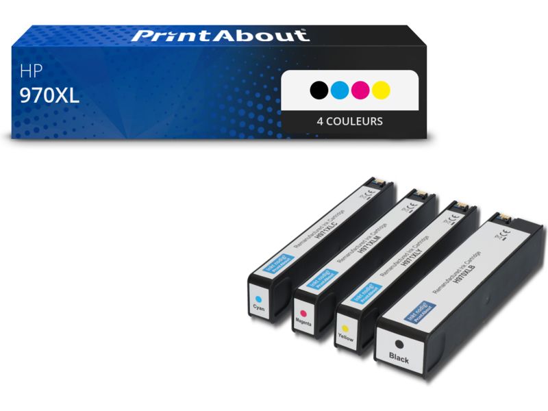 Cartucho compatible PrintAbout HP 970XL (CN625AE) - 4 colores - Alta capacidad - Multipack