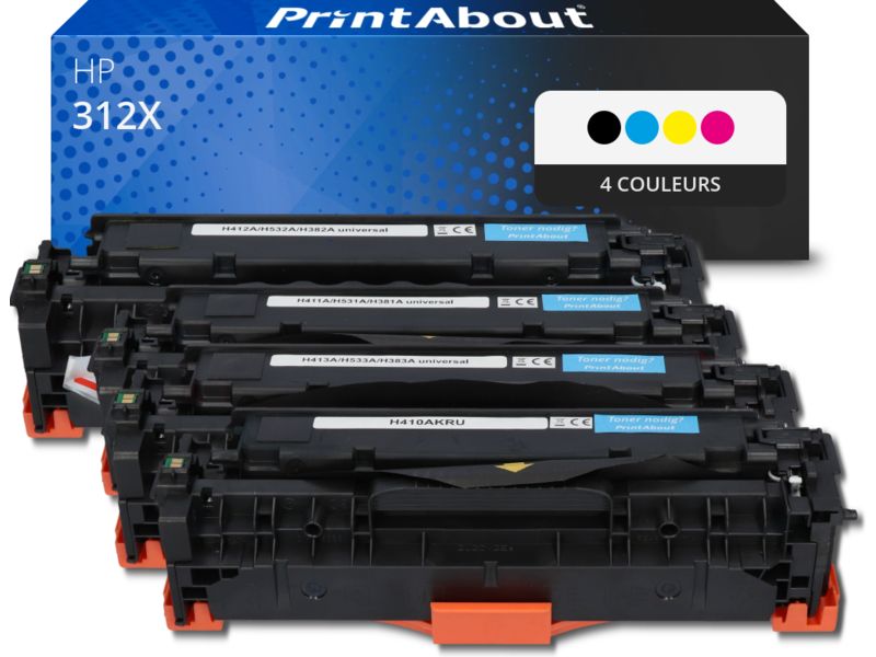 PrintAbout Compatible HP 312X (CF380X) Toner - 4 Colors - High Capacity - Multipack