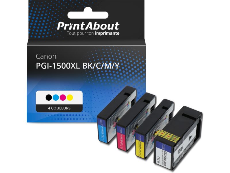 Cartucho de tinta compatible Canon PGI-1500XL Multipack - Negro, Cian, Magenta, Amarillo - Alta capacidad