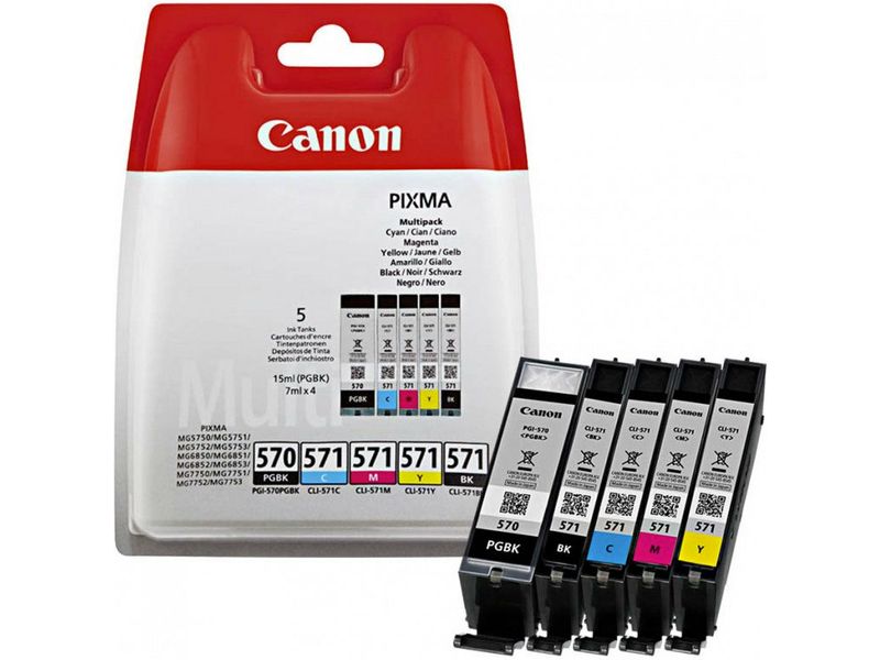 Cartuchos de tinta Canon PGI-570/CLI-571 - 5 colores (paquete múltiple)