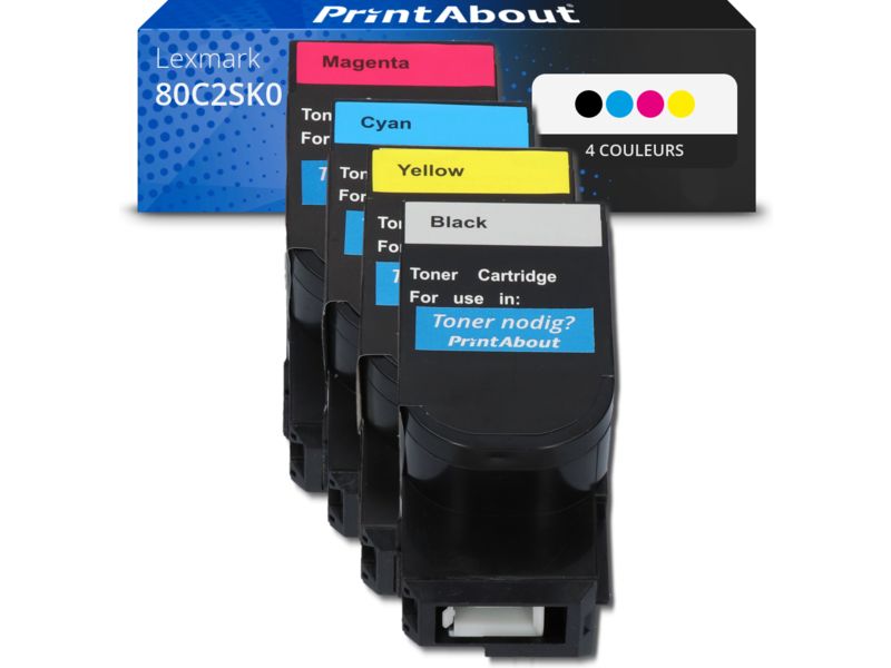 Toner compatible Lexmark 80C2SK0 (802SK) - Multipack de 4 colores