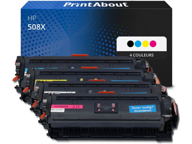 Toner compatible HP 508X (CF360X) - 4 colores - Alta capacidad - Multipack