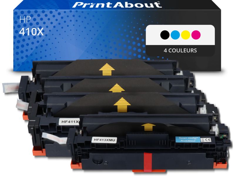 PrintAbout Compatible HP 410X (CF410X) Toner - 4 Colors - High Capacity - Multipack