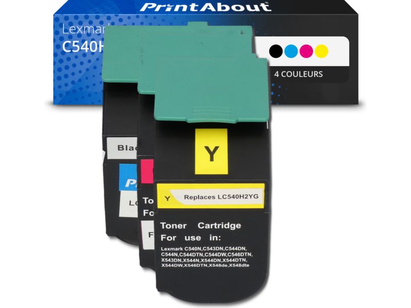 Toner compatible Lexmark C540H1KG - 4 couleurs - Grande capacité - Multipack par PrintAbout
