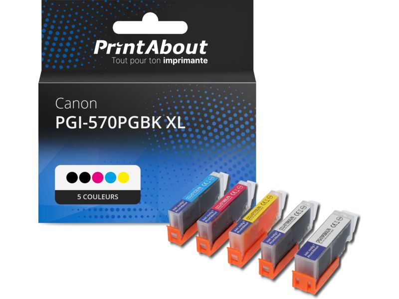 Cartuchas de tinta compatibles con Canon PGI-570 XL/CLI-571 XL - 5 colores - Gran capacidad - Multipack (PrintAbout)