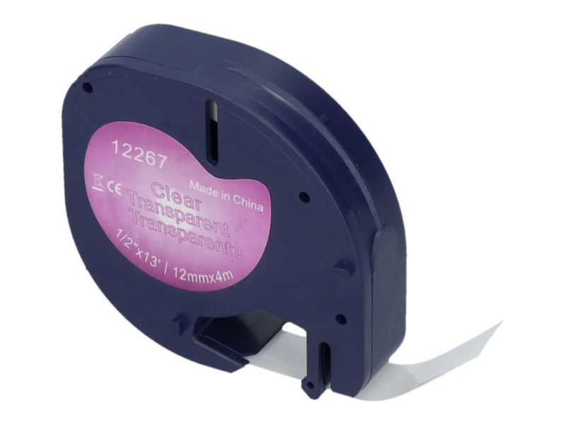 Ruban compatible Dymo PrintAbout (S0721530) - 12 mm - Noir sur transparent