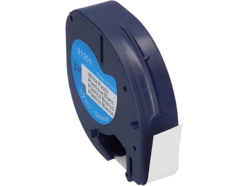 Etiqueta compatible Dymo 91201 (S0721610) - 12 mm - Negro sobre blanco