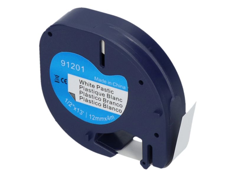 Etiqueta compatible Dymo 91201 (S0721610) - 12 mm - Negro sobre blanco