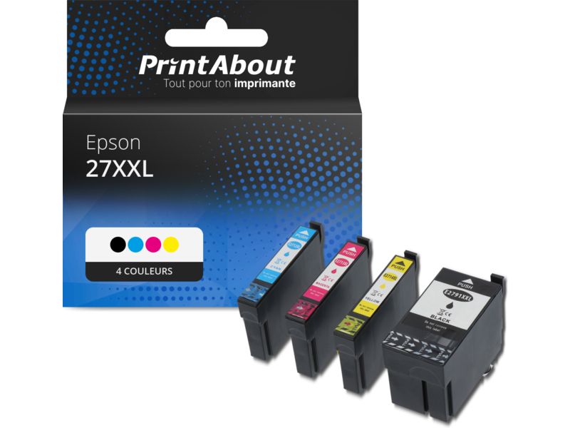 Cartouche compatible Epson 27XXL - 4 couleurs - Grande capacité - Multipack