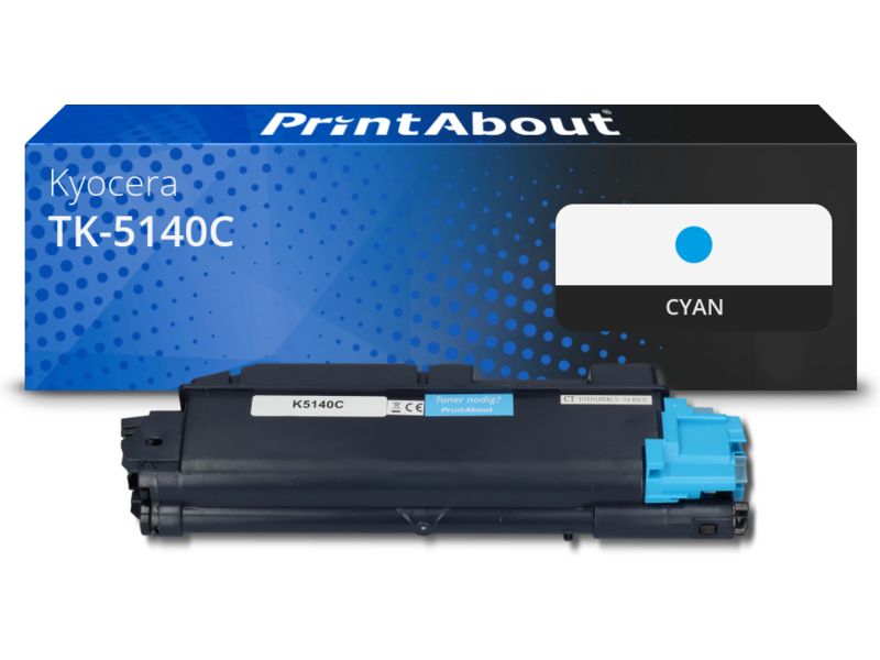 Toner compatible Kyocera TK-5140C - Cian por PrintAbout (Capacidad: 5,500 páginas)